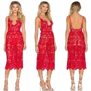 Love and Lemons Red Lace w/ Bodysuit, XS, like new